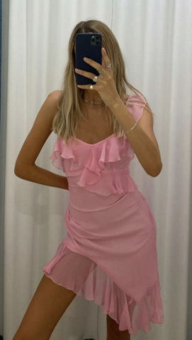 Robe de soirée courte rose pour le bal de promo Y1956