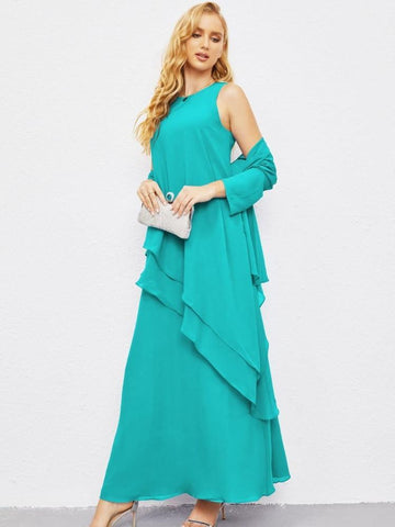 Mother of Bride Dresses with Open Front Lightweight Cardigan Formal Prom Gown  28081