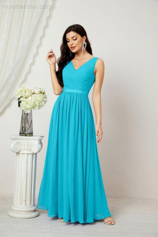 Women's Chiffon Long Bridesmaid Dresses A line Sleeveless Formal Prom Gown for Evening Party Homecoming Dresses 2808