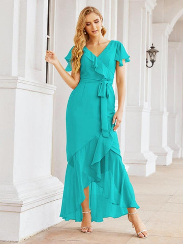 Baoleely Ruffled Bridesmaid Dresses Mermaid Formal Violin Evening Party Prom Gowns 28042