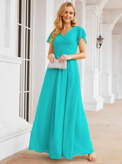 Numbersea Formal Prom Gowns for Mother of The Bride Cap Sleeves Bridesmaid Dress 28047