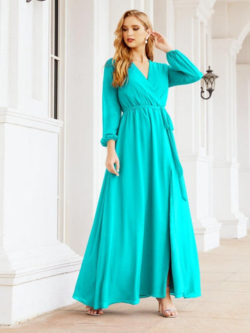 Robe de demoiselle d'honneur en mousseline Sunnderly pour femme, coupe trapèze, manches longues, robe de soirée formelle pour invitée de mariage SY28032 