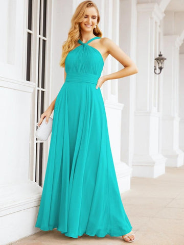 Baoleely Crisscross Halter Bridesmaid Dresses for Party Wedding Evening Prom Maxi Ball Gowns 28053