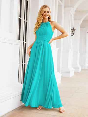 Baoleely Keyhole Bridesmaid Dresses Sleeveless Formal Evening Party Prom Gowns 28043