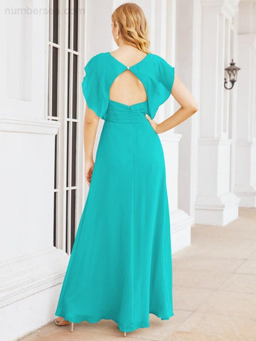 Sunnderly Bridesmaid Dresses Cape Formal Prom Dress Open Back Gowns for Mother of The Bride SY28058