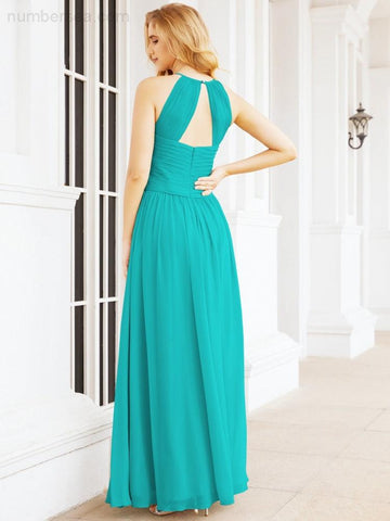 Baoleely Sleeveless Bridesmaid Dresses Long Prom Gown Zipper with Keyhole Back 28056