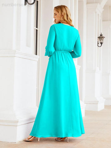 Robe de demoiselle d'honneur en mousseline Sunnderly pour femme, coupe trapèze, manches longues, robe de soirée formelle pour invitée de mariage SY28032 