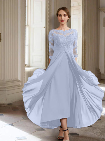 Vestidos de corte princesa/línea A para la madre de la novia, manga larga y apliques. 