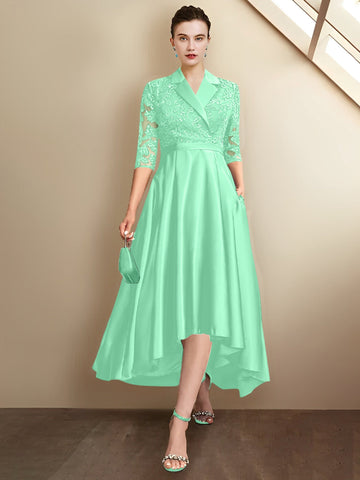 Sheath/Column V-Neck Tea-Length Mother of the Bride Dresses