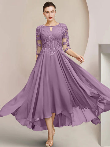 Vestidos de corte princesa/línea A hasta la rodilla para la madre de la novia 