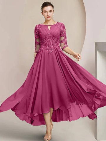 Vestidos de corte princesa/línea A hasta la rodilla para la madre de la novia 
