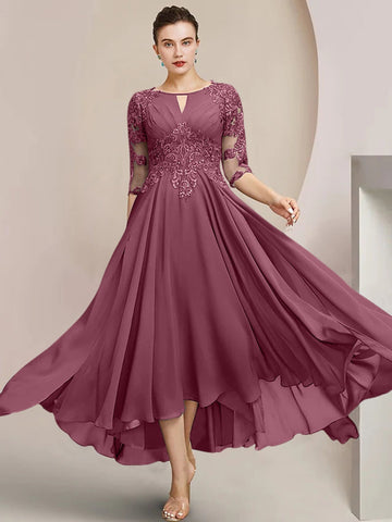 Vestidos de corte princesa/línea A hasta la rodilla para la madre de la novia 