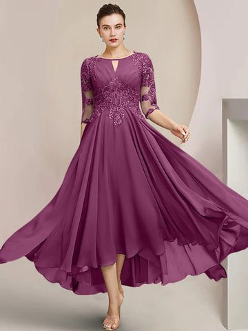 Vestidos de corte princesa/línea A hasta la rodilla para la madre de la novia 