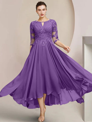 Vestidos de corte princesa/línea A hasta la rodilla para la madre de la novia 