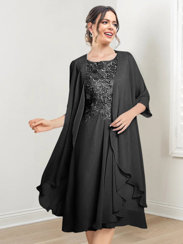 Vestidos de corte princesa/línea A hasta la rodilla para la madre de la novia 