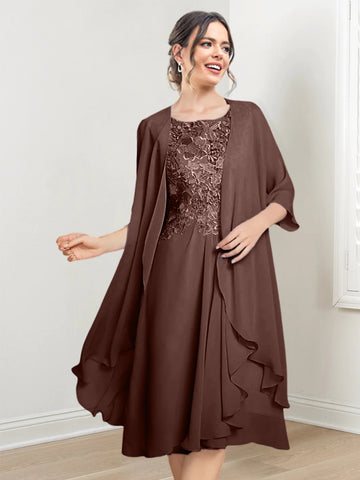 Vestidos de corte princesa/línea A hasta la rodilla para la madre de la novia 