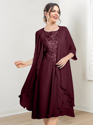 Vestidos de corte princesa/línea A hasta la rodilla para la madre de la novia 