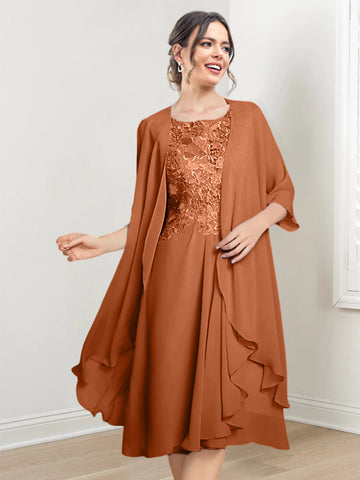 Vestidos de corte princesa/línea A hasta la rodilla para la madre de la novia 