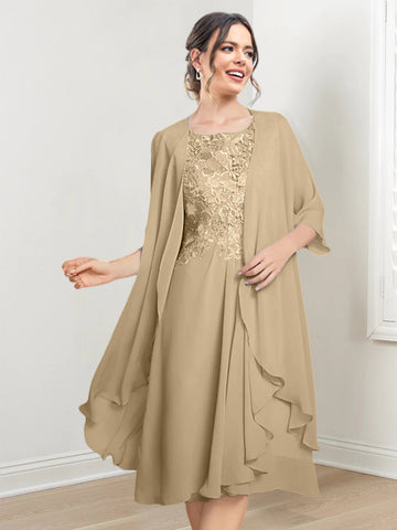 Vestidos de corte princesa/línea A hasta la rodilla para la madre de la novia 