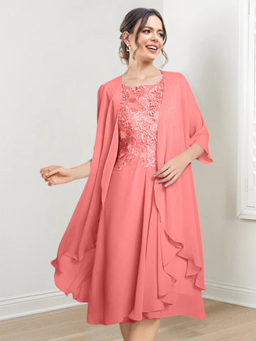 Vestidos de corte princesa/línea A hasta la rodilla para la madre de la novia 