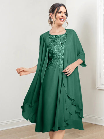 Vestidos de corte princesa/línea A hasta la rodilla para la madre de la novia 