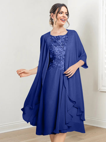 Vestidos de corte princesa/línea A hasta la rodilla para la madre de la novia 