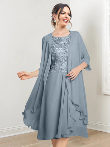 Vestidos de corte princesa/línea A hasta la rodilla para la madre de la novia 