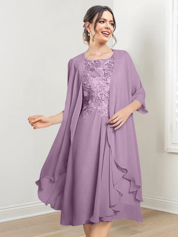 Vestidos de corte princesa/línea A hasta la rodilla para la madre de la novia 