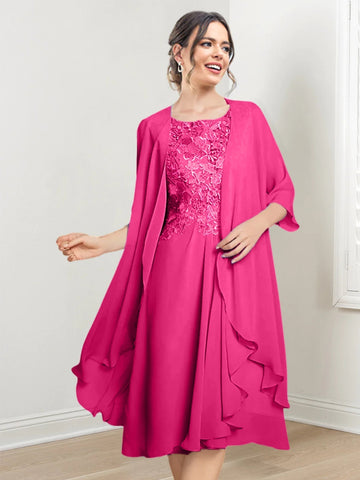 Vestidos de corte princesa/línea A hasta la rodilla para la madre de la novia 