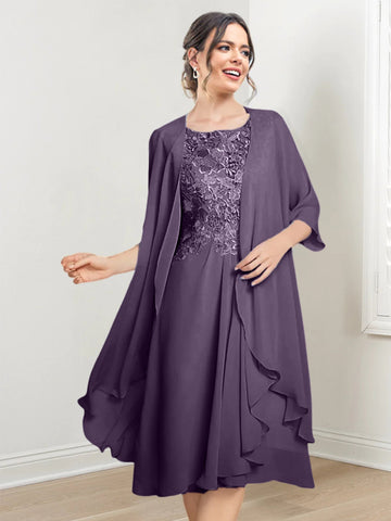 Vestidos de corte princesa/línea A hasta la rodilla para la madre de la novia 