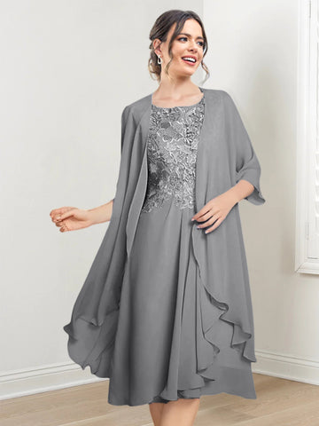 Vestidos de corte princesa/línea A hasta la rodilla para la madre de la novia 