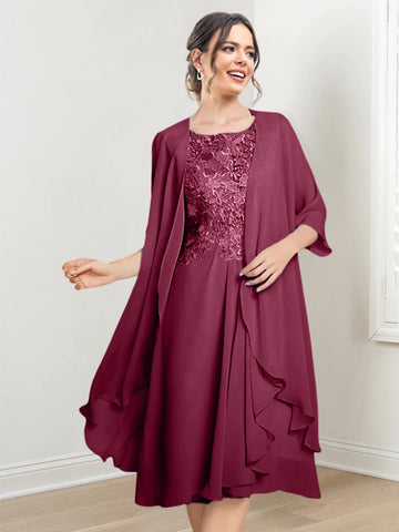 Vestidos de corte princesa/línea A hasta la rodilla para la madre de la novia 