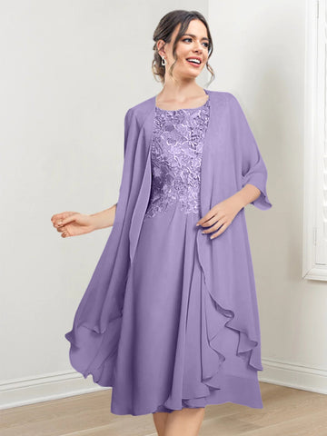 Vestidos de corte princesa/línea A hasta la rodilla para la madre de la novia 