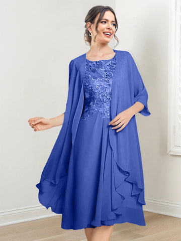 Vestidos de corte princesa/línea A hasta la rodilla para la madre de la novia 