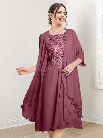 Vestidos de corte princesa/línea A hasta la rodilla para la madre de la novia 