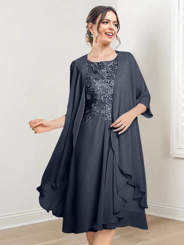 Vestidos de corte princesa/línea A hasta la rodilla para la madre de la novia 