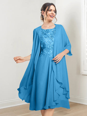 Vestidos de corte princesa/línea A hasta la rodilla para la madre de la novia 