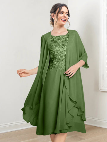 Vestidos de corte princesa/línea A hasta la rodilla para la madre de la novia 