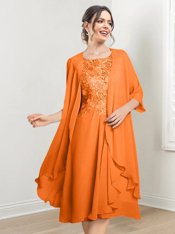 Vestidos de corte princesa/línea A hasta la rodilla para la madre de la novia 