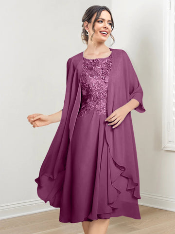 Vestidos de corte princesa/línea A hasta la rodilla para la madre de la novia 