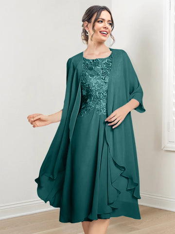 Vestidos de corte princesa/línea A hasta la rodilla para la madre de la novia 