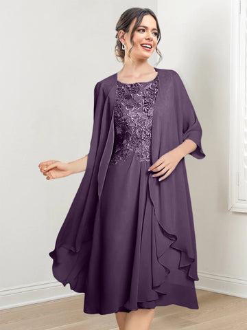 Vestidos de corte princesa/línea A hasta la rodilla para la madre de la novia 