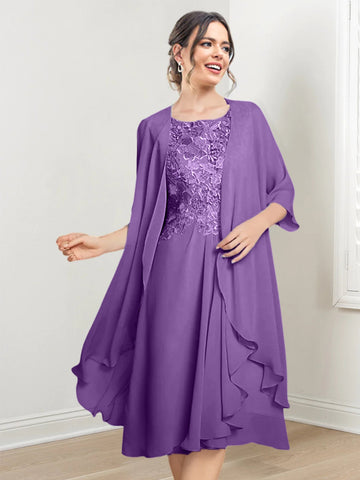 Vestidos de corte princesa/línea A hasta la rodilla para la madre de la novia 