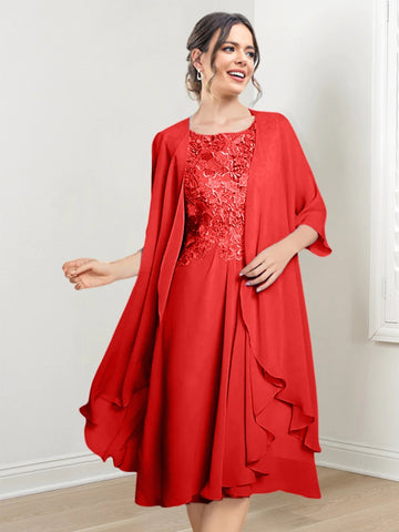 Vestidos de corte princesa/línea A hasta la rodilla para la madre de la novia 