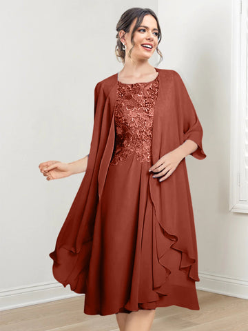 Vestidos de corte princesa/línea A hasta la rodilla para la madre de la novia 