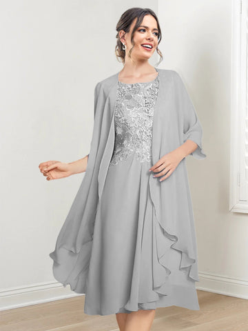 Vestidos de corte princesa/línea A hasta la rodilla para la madre de la novia 