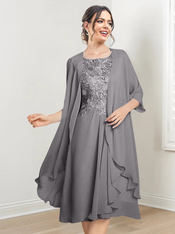 Vestidos de corte princesa/línea A hasta la rodilla para la madre de la novia 