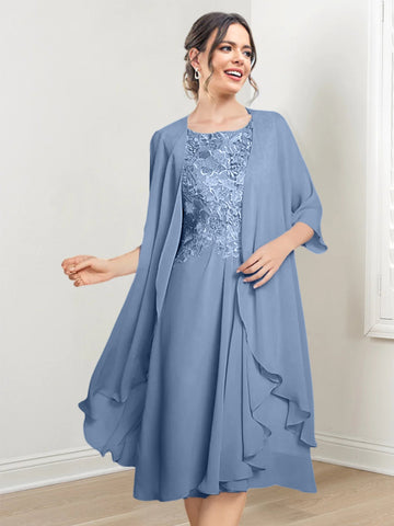 Vestidos de corte princesa/línea A hasta la rodilla para la madre de la novia 