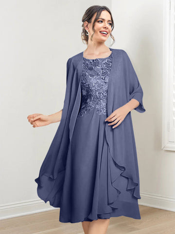 Vestidos de corte princesa/línea A hasta la rodilla para la madre de la novia 