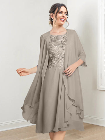 Vestidos de corte princesa/línea A hasta la rodilla para la madre de la novia 